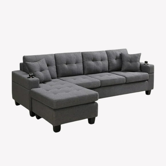 2Piece Reversible Chaise Sectional Sofa, Fabric Sectional Couch, small space living room furniture