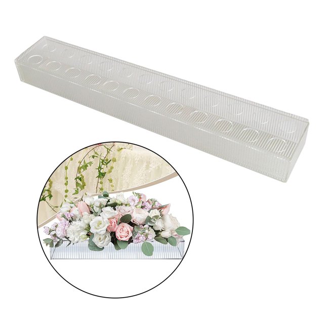 Florero de acrílico Floreros florales Centro de mesa Rectangular transparente para mesa de comedor para decoraciones de bodas Arreglo floral de fiesta 60x10x6.5cm BLESIY florero