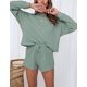 thumbnail image 2 of Otoño Cuello redondo Manga larga + Pantalones cortos con cordón Traje casual para mujer $ Conjunto de pijama con top y pantalones cortos de punto de manga larga para mujer Ormromra HMHZ1842-9, 2 of 6