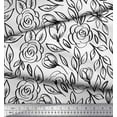 thumbnail image 2 of Soimoi Black Cotton Duck Fabric Leaves & Rose Floral Print Fabric by the Yard 42 Inch Wide, 2 of 3