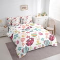 thumbnail image 3 of Manfei Cute Easter Bunnies Twin Bedding Sets 7-Piece fie Child, Polka Dots Eggs Bedding Comforter Set, Blossoms Flower Reversible Sheet Sets, Lightweight Room Decor, 3 of 7