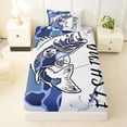 thumbnail image 3 of Feelyou Blue Camo Bass Fish Twin Sheet Sets for Men Women, Navy Camouflage Ocean Wildlife Bedding, 3-Piece, 3 of 5