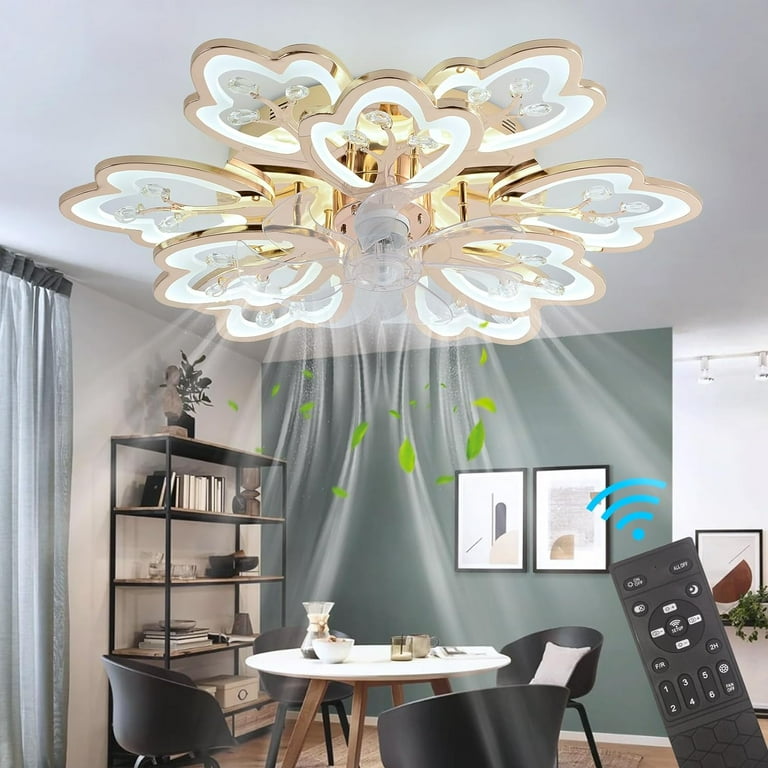 Datingday 31 Inch Ceiling Fan with Lights, Flower Shape 6 Speed 3