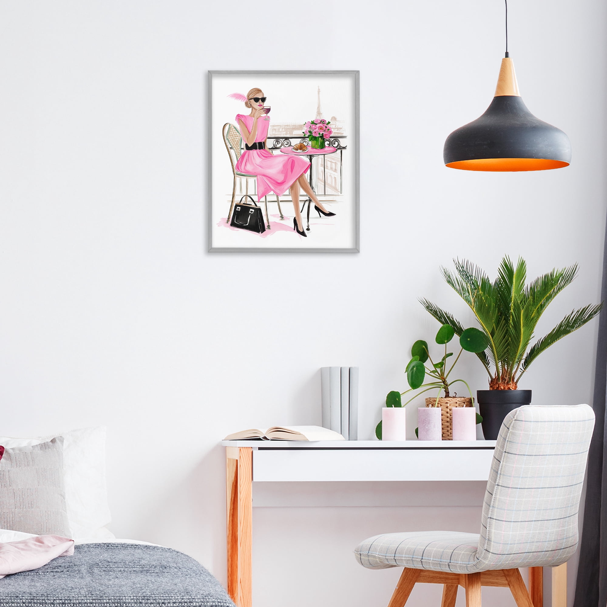 Stupell Industries Parisian Chic on Cafe Balcony Gray Framed Giclee Art, design by Jess Stempel