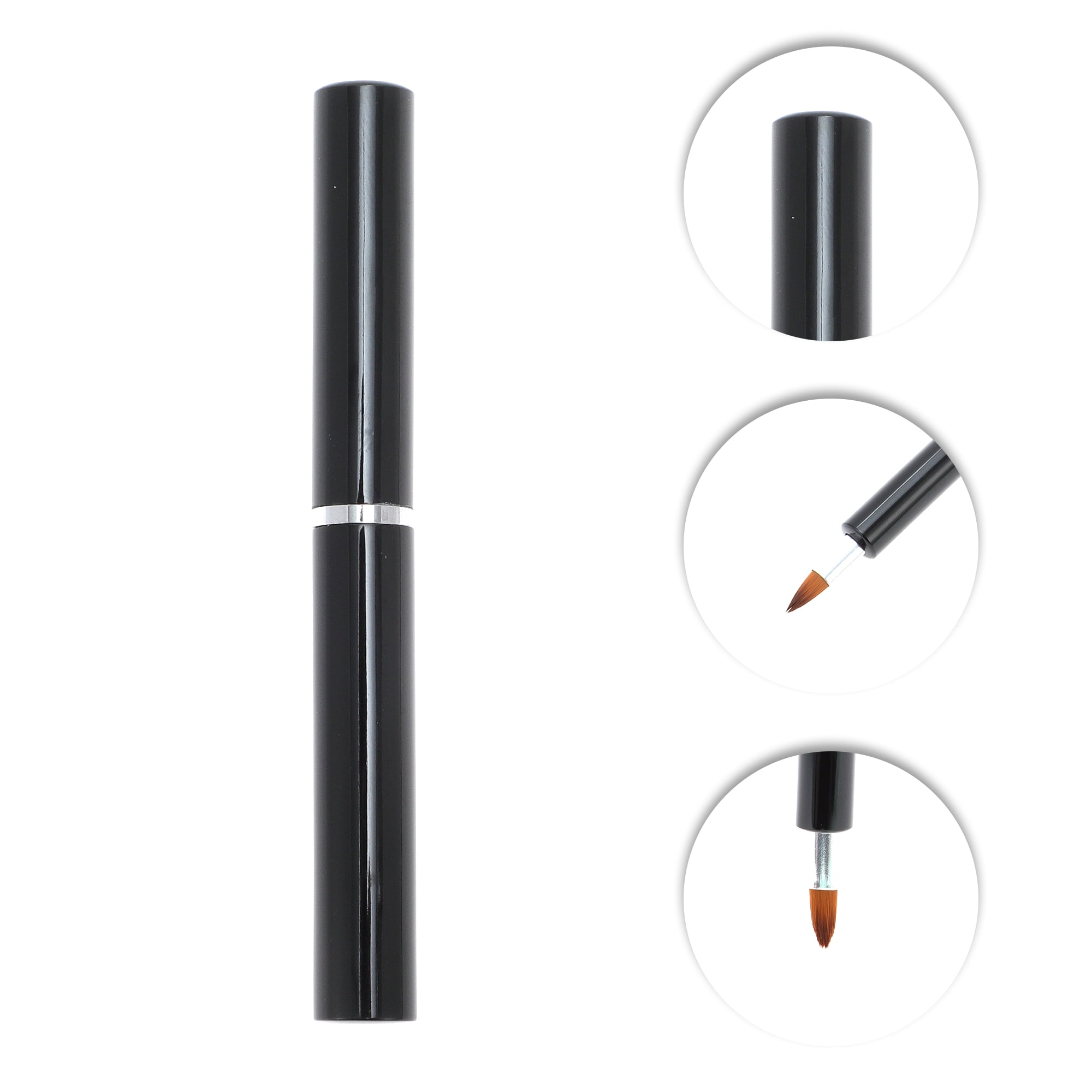 Unique Bargains 1 Pc Round Head Lip Brush for Travel Black