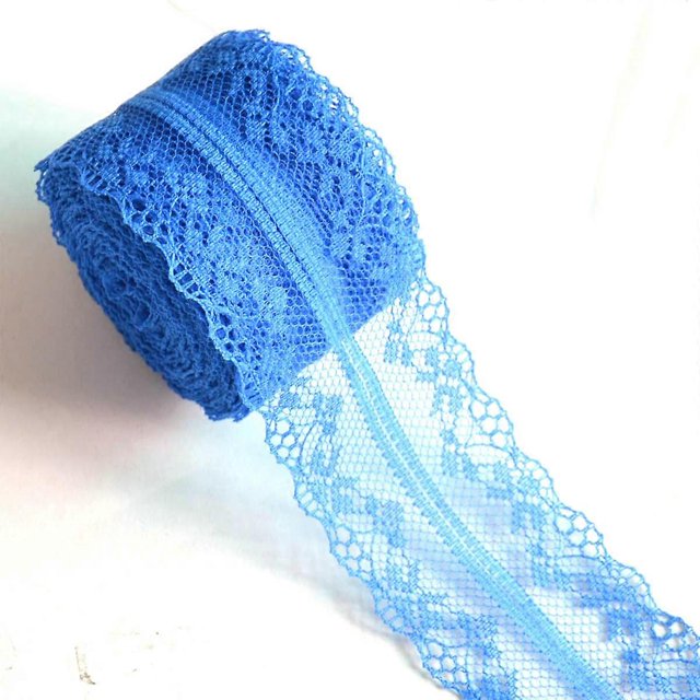 KAIYANG Cinta de encaje color crema de 10 yardas, 3 rollos de 4 cm de ancho, tela vintage para hacer manualidades de costura (azul)