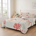 thumbnail image 2 of Twin Quilt Set 68''x86'', Red Orange Coastal Lightweight Bedspread Coverlet Set with 2 Pillow Shams, Summer Beach Starfish Coral Nautical Rustic Breathable All Season Quilt Bedding for Dorm/Bedroom, 2 of 9