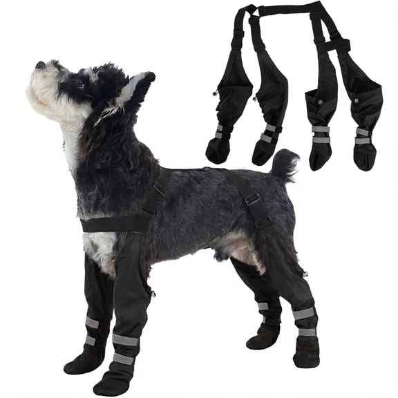 ROZKITCH Waterproof Dog Boots for Small/Medium Dogs -Dog Paw Protectors Dog Suspender Boots Anti-Slip Pet Shoes for Outdoor Walking, Reflective Stay-On