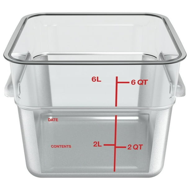 Squares Polycarbonate Food Storage Container, 6 qt, 8.75 x 8.75 x 7.31, Clear, Plastic Squares Polycarbonate Food Storage Container, 6 qt, 8.75 x 8.75 x 7.31, Clear, Plastic