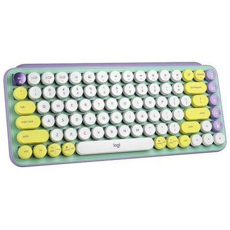 Logitech - POP Keys Wireless Mechanical Tactile Switch Keyboard for Windows/Mac with Customizable Emoji Keys - Daydream Mint (Purple)