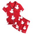 thumbnail image 4 of Ensemble de Pyjama Classique en Satin pour Filles, Imprimé Abeille, Manches Courtes, Haut et Short, Pyjama pour Bébé, Rouge 4 Ans-5 Ans, 4 of 4