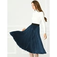 thumbnail image 3 of INSPIRE CHIC Jupe Midi Plissée en Velours Taille Haute Élastique pour Femmes, 3 of 6