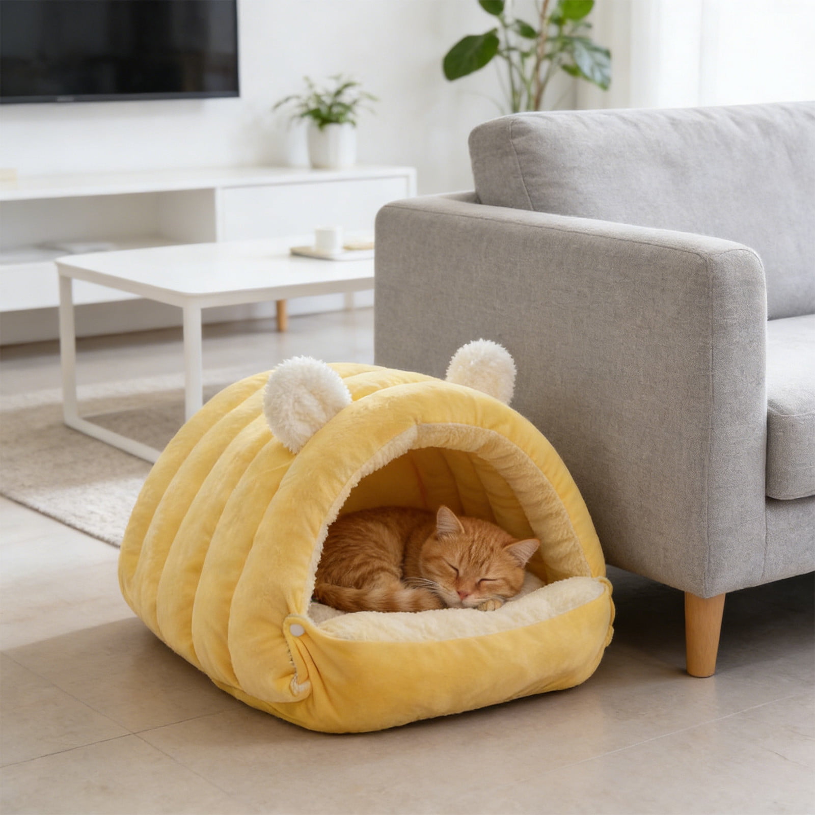 Removable and Washable Winter Closed-Off Cat Bed, 2026 New Indoor Cat Bed Cave Style, Cute House Pet Nest Warm Soft Cat Tent, Foldable Thick Dog Sleeping House for Puppy and Kitty