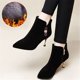 thumbnail image 4 of NECHOLOGY Botas Mujer Adulto Femenino Zapatos Botines para mujer Mujer Otoño e Invierno Tacones De Felpa Simples Y Sólidos Versátiles Punta Puntiaguda Tacones Botas Al Tobillo (Black, 8), 4 of 7