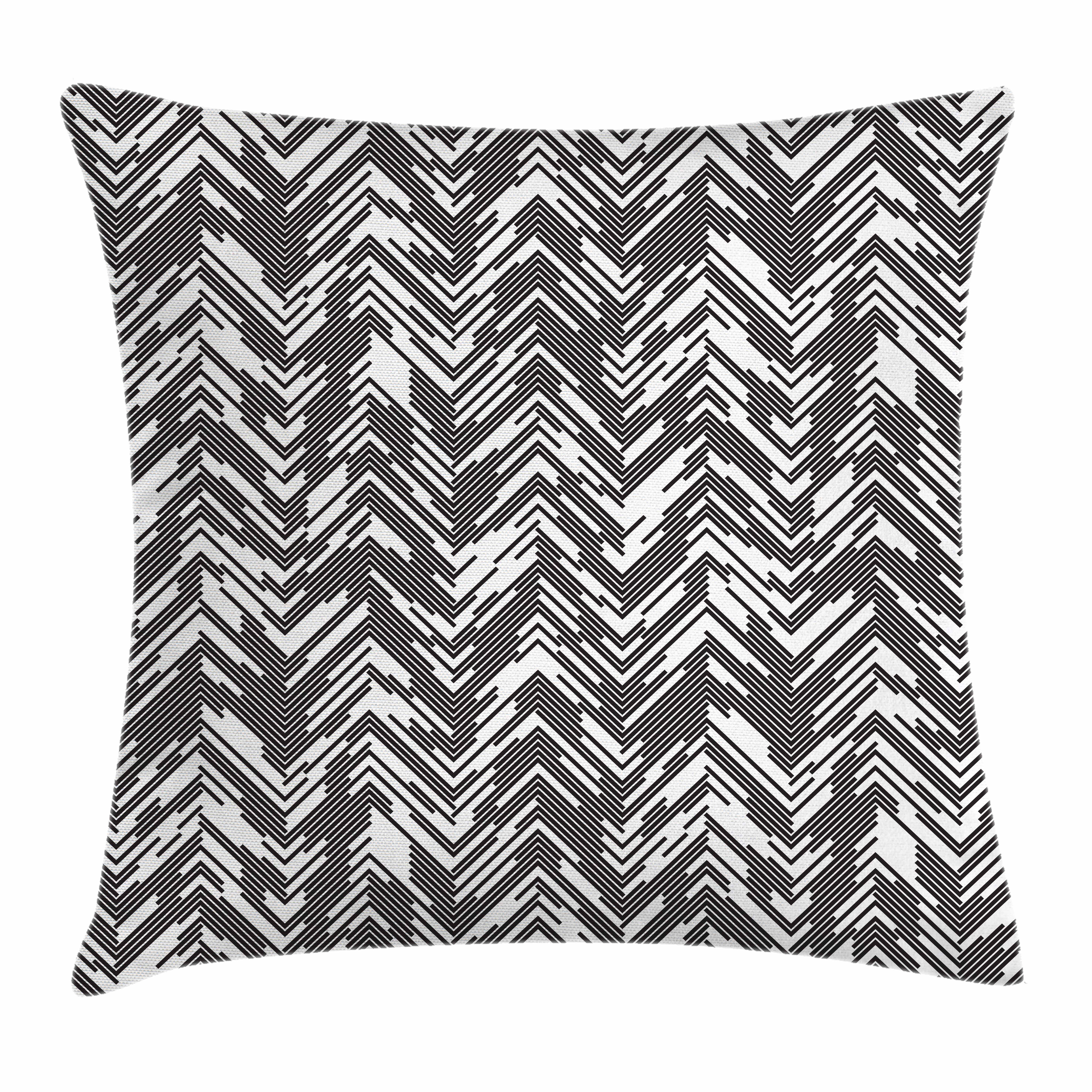 Black and White Throw Pillow Cushion Cover, Artistic Chaotic Chevron Herringbone Pattern with