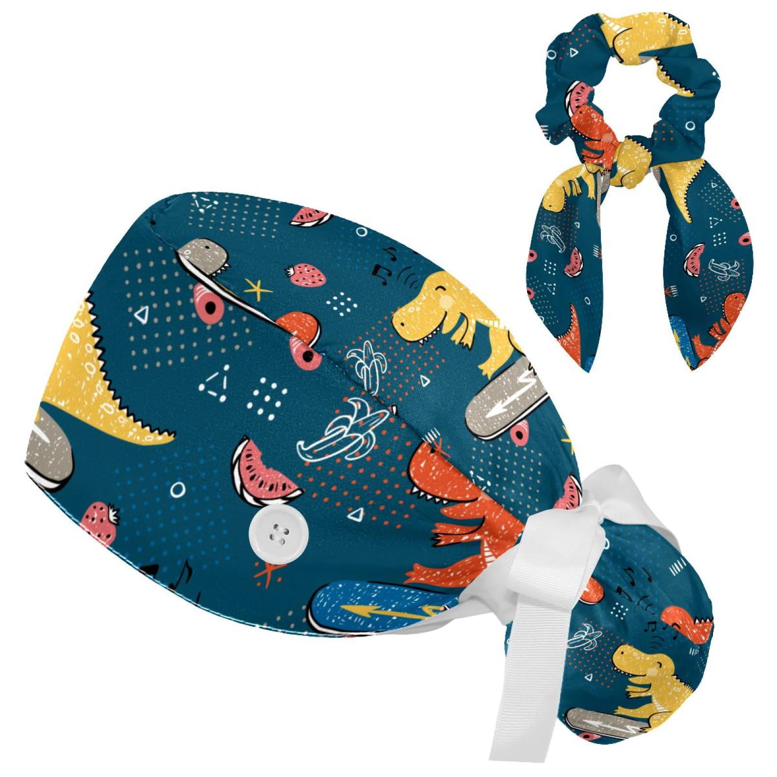 Women's & Men's Adjustable Working Cap With Buttons & Sweatband - 3D Printed Jellyfish Design, Reusable Bouffant Hat