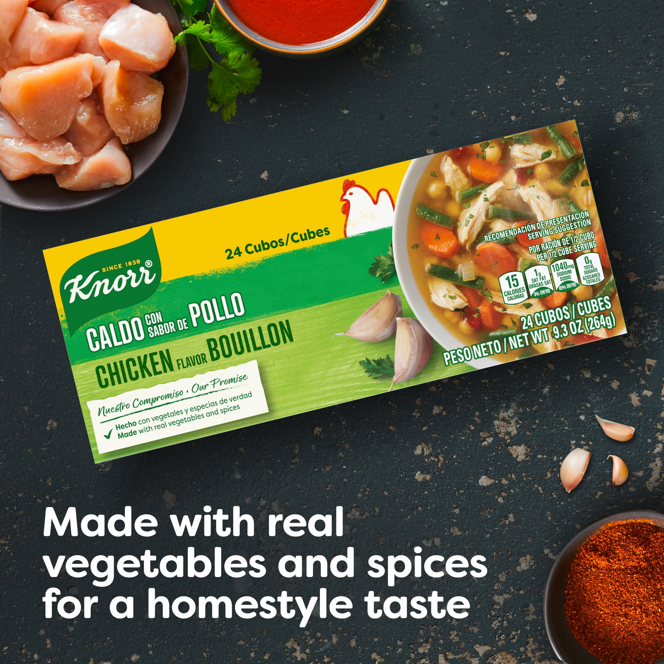 (3 pack) Knorr Shelf Stable Cubes Chicken Bouillon, 9.3 oz, 24 Pack Box