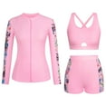 thumbnail image 1 of Penkiiy 3 piezas de la mujer Print Rash Guard, trajes de baño de manga larga Zip Up UPF 50 + Built in Bra Swim Shirts con Boyshorts, 1 of 5