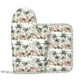 thumbnail image 2 of Honeii Flamingo Palm Trees patten Oven Mitts and Pot Holders Sets, Baker Oven Mitts, Mittens for Kitchen Decor, Baking Lover over Gloves Gifts, 2 of 7
