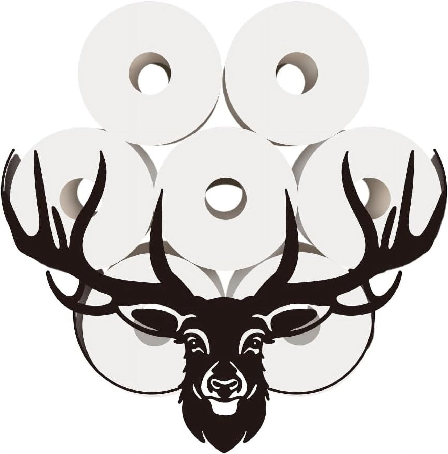 Black Deer Head Toilet Paper Roll Holder Iron Antler Toilet Paper Storage Shelf Cute Animal Toilet Paper Cabinet Deer Bathroom Wall Mounted Toilet Paper Organizer