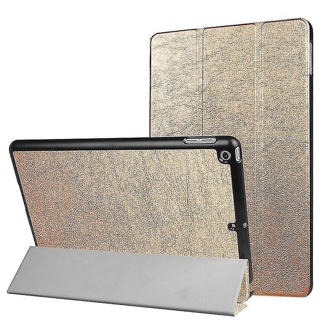 Funda de cuero con tapa horizontal y textura Custer para iPad 9.7 (2018) y iPad 9.7 (2017), con tres pliegues y función de suspensión/activación (negra)