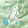thumbnail image 2 of 14G Belly Button Ring Titanium Belly Button Piercing Belly Ring Internally Threaded Navel Piercing Jewelry Silver-Green Opal, 2 of 5