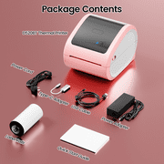 طابعة الملصقات الحرارية Phomemo 4x6 - طابعة حرارية مدمجة لحامل الملصقات D520BT لحزم شحن الشركات الصغيرة - متوافقة مع USPS وAmazon وShopify وEbay والمزيد (وردي)