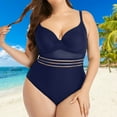 thumbnail image 4 of Neinkie Women Plus Size One Piece Swimsuits Tummy Control Bathing Suit Front Crossover Swimwear Strapless Monokinis, 4 of 7