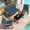 Blue, variant on Patio Conversation Sets for 4, Lofka 4 Pieces Patio Furniture Sets with Rocking Bistro Fabric chairs, Garden Loveseat, Glass Coffee Table for Backyard, Poolside, Porch, Lawn, Black