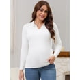 thumbnail image 4 of DARING DIVA Women's Maternity Sweater Ribbed Pullover Polo Sweater L White, 4 of 8