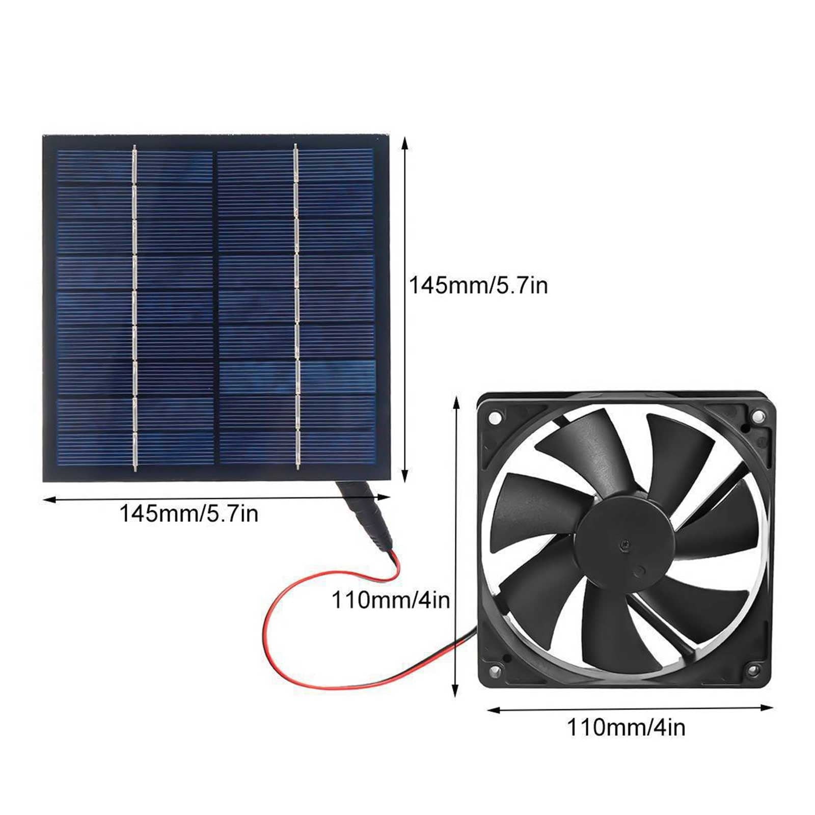 Tiitstoy Solar Powered Exhaust Fan Kit for Chicken Coops, Greenhouses, Sheds, Pet Houses, and Windows - Waterproof