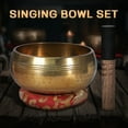 thumbnail image 2 of Dsseng [Handcrafted Golden-copper Singing Bowl] 6.69 Inches Handcrafted Golden-copper Tibetan Singing Bowl Set | Large Singing Bowl Including Washer And Faux Leather Percussion Stick | Ne, 2 of 7