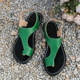 thumbnail image 5 of Flat PU Leather Sandals for Women Dressy Sandals with Open Toe Ring Loop Strap Slip on Slide Flip Flops Slippers Green Women Sandal, 5 of 5