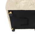thumbnail image 6 of Velvet Ottoman Stool, Dice Shape Upholstered Foot Rest Stool with Button Tufted Decorated, Modern Comfy Vanity Chair with Gold Metal Legs for Living Room, Bedroom, Beige, 6 of 7