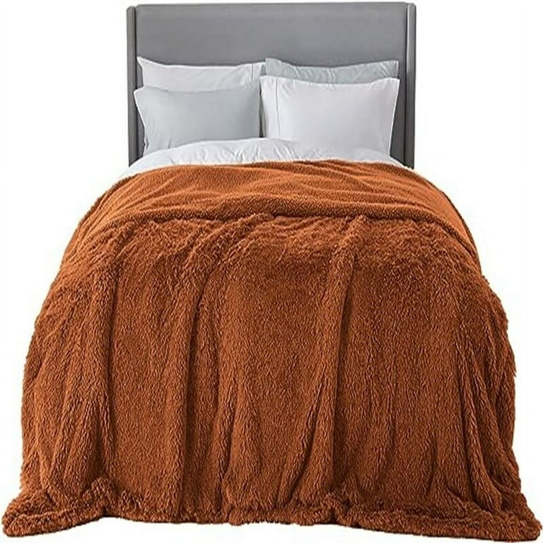 Burnt orange queen blanket deals