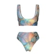 thumbnail image 2 of Honeii Pastel Abstract Fluid Art Print Women’s Bikini Set,Two Piece Swimsuit Bathing Suits,Stylish High Elasticity Swimwear for Beach and Pool, 2 of 7