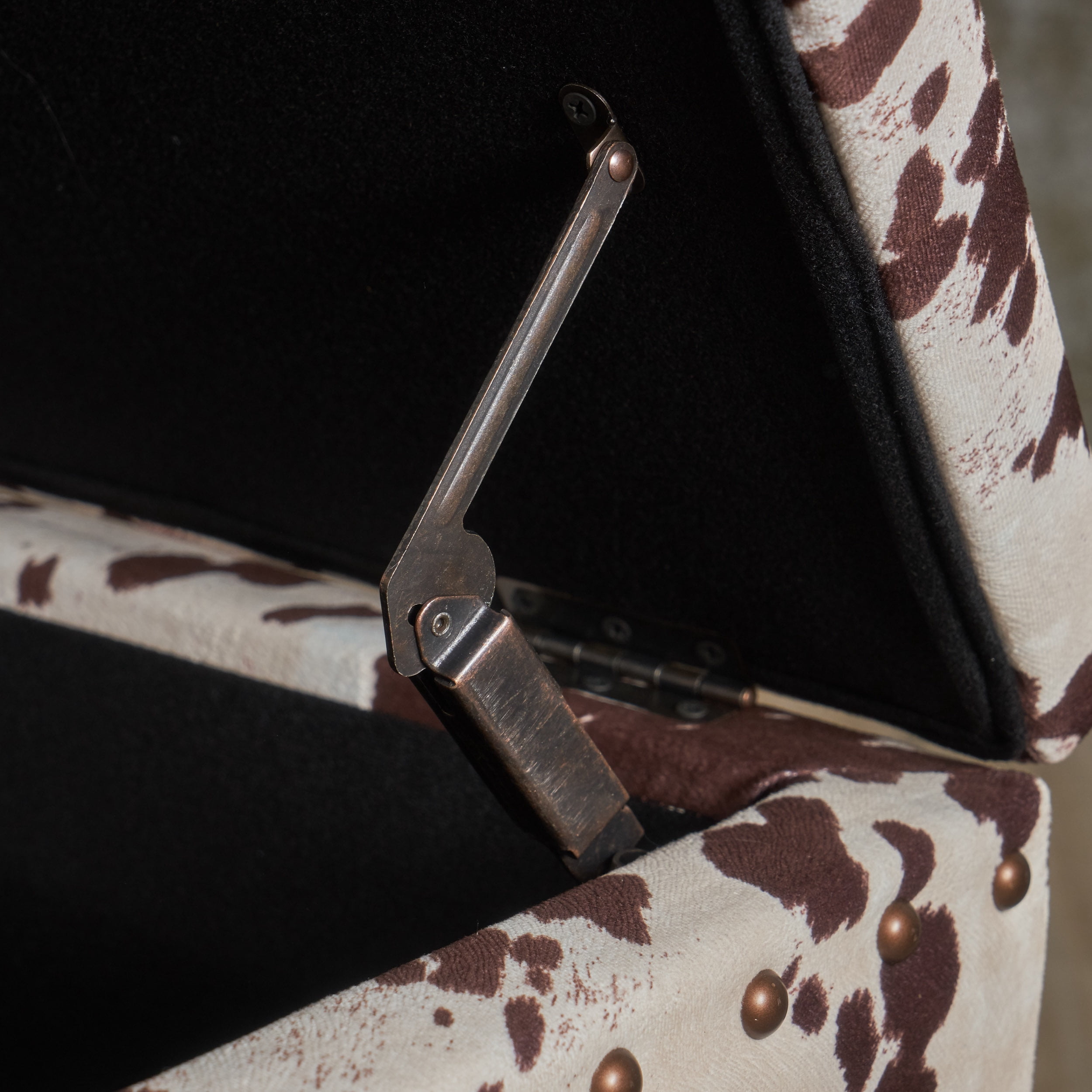 Tia Velvet Storage Ottoman, Milk Cow