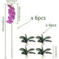 thumbnail image 2 of Artificial Phalaenopsis Flowers with 4 Bundles Leaves Artificial Orchid Flowers Stem Plants for Home Décor (Purple), 2 of 5