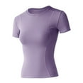 thumbnail image 5 of Womens Workout Compression Shirts Solid Color Short Sleeve Crew Neck Basic Yoga Tops Lightweight Soft Comfy Slim Fit Tees, 5 of 5
