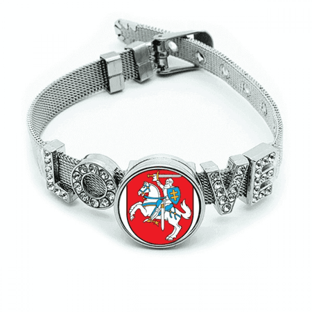 lithuania eu national emblem Bracelet Wristband Crystal Love Adjustable Bangle