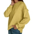 thumbnail image 6 of Holzkary Oversized Sweatshirt for Women Loose Pullover Knit Sweatshirt with Exposed Seams & Loose Fit Casual Long Sleeve Sweatshirt Comfy Fall Winter Outfits Clothes 2025 Fashion Yellow M, 6 of 9