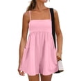 thumbnail image 2 of Womens Summer Rompers 2026 Casual Spaghetti Strap Short Jumpsuits with Pockets Pink L, 2 of 8
