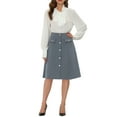 thumbnail image 2 of Allegra K Women's Button Front Formal Work A-Line Midi Skirts, 2 of 5
