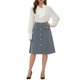 thumbnail image 2 of FALDA A-LINE ELEGANTE PARA MUJER CON BOTONES EN LA PARTE FRONTAL, LARGO A LA RODILLA, PARA TRABAJO Y OCASIONES FORMAL, L GRIS, 2 of 6