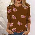thumbnail image 2 of PMUYBHF T-Shirt Imprimé Joyeuses Fêtes Manches 3/4 Col Rond Blouse 5718 m, 2 of 5