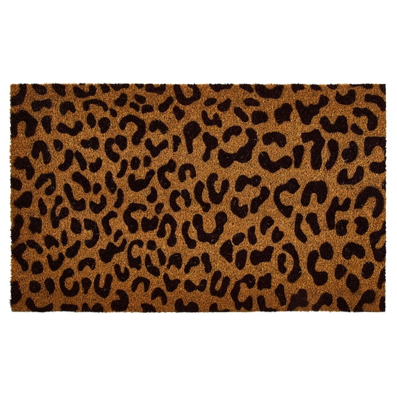 Mainstays Natural and Black Leopard Print Coir Outdoor Doormat, 18" x 30"
