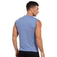 thumbnail image 4 of DPOIS Men's Compression Mock Neck Sleeveless Muscle T-Shirt Athletic Workout Fitness Sports Tops Light Blue L, 4 of 7