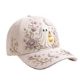 thumbnail image 4 of 3D Halloween Embroidered Baseball Cap for Women, Adjustable Cotton Hat with Witch, Ghost, Pumpkin & Bat Design, 4 of 6