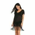 thumbnail image 5 of Women Strap Skirt Fringe Dress Swimwear Beach Hot Group Bikini Black White, 5 of 5