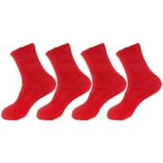Women's Super Soft and Cozy Feather Light Fuzzy Socks - Valentine Red - 4 Pair Value Pack